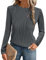 Gemulate Ladies Tops clasi Women's Solid Color Tops Ladies Long Sleeve t Shirt Thick Shirts Elegant Spring Autumn Clothes for Women Dark Grey XL