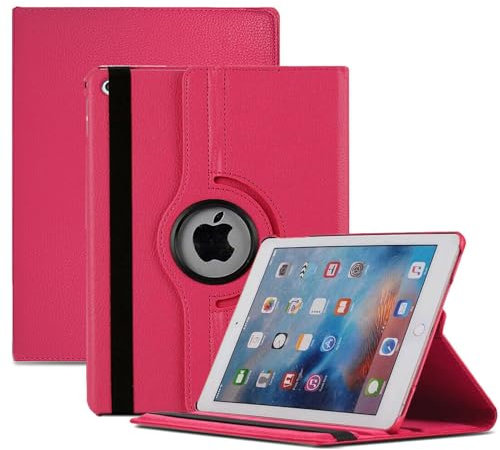 World Biz Rotating Case for iPad 9.7 2018/2017 / iPad Air 2 / iPad Air (9.7'') - 360 Degree Rotation Multi-Angle Viewing Stand, Shockproof PU Leather Book Style Flip Auto Sleep/Wake (Pink)