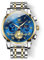 OLEVS Herren Uhren Modisches Blaues Zifferblatt Große Armbanduhren für Männer Bicolor Edelstahl Chronograph Analoge Quarzuhr Herren wasserdichte Luxus Multifunktionale Leuchtende Herrenuhren