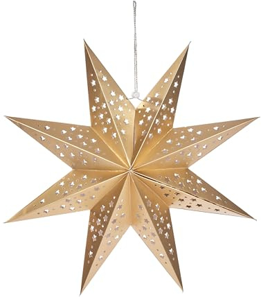 Smart Garden InLit Hanging Origami Star Christmas Decoration - Gold - 50cm x 50cm - LED Battery Operated - Indoor Use - Auto Timer Function - Christmas Decoration For Home - Festive Christmas Lights