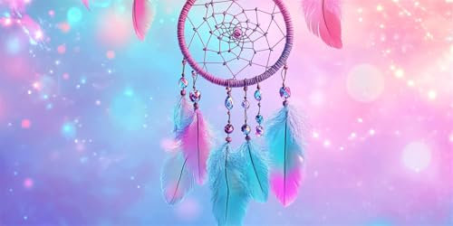 Malen Nach Zahlen Erwachsene,Malen Nach Zahlen Traumfänger Paint by Numbers Feder DIY Erwachsene BastelSet Pinseln Acrylfarben Handgemalt Ölgemälde Leinwand für Home Decor,40x90cm (Mit Rahmen) E-523