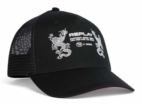 Replay Unisex Cap mit Mesh, Black_ 0098 (Schwarz), Einheitsgröße