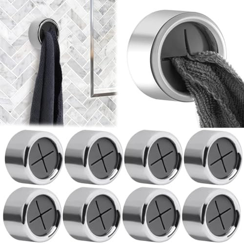8 Pezzi Asciugamano Morsetto Gancio Autoadesivo,Appendi Strofinacci Cucina,Asciugamani Morsetto Gancio, Rotondo Gancio Autoadesivo Asciugamani Gancio,per Bagno, Cucina e Famiglia