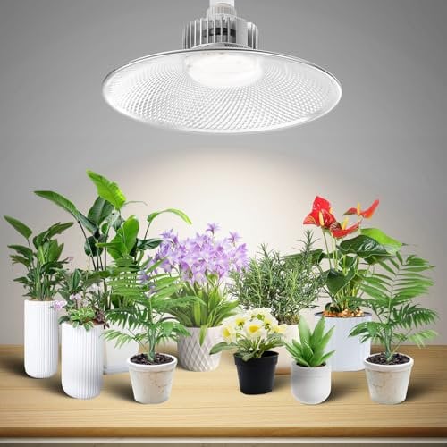 Yabingbos 36W LED Pflanzenlampe Vollspektrum E27, 400W Grow Light, 4100k LED Wachstumslampe mit Hohem PPFD für Zimmerpflanzen, Gemüse, Blumen, Gewächshaus, Hydroponik