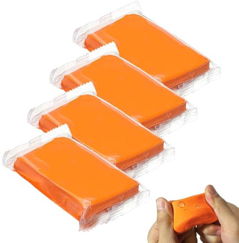Reinigungsknete, Knete Autoreinigung, Auto Car Clay Bar, 4 x 100 g Lackreinigungsknete, Reinigungsknetmasse Lackreiniger zum Motorrad, Auto Reinigungsknete Innenraum, Lackknete für Wohnwagen, Orange
