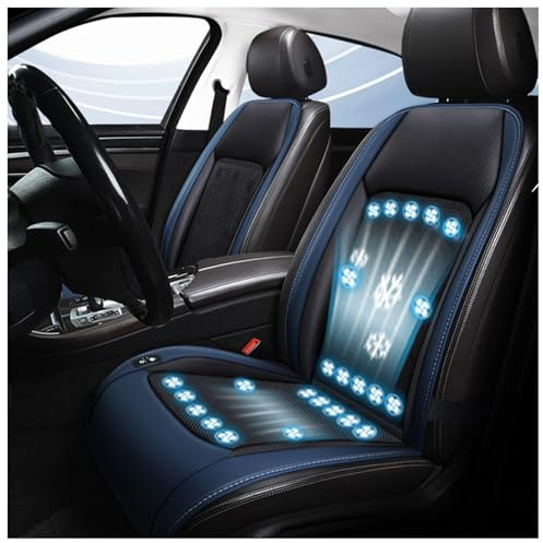 CUCUKAKA Autositz Kühlung, mit 24 Ventilatoren 3 einstellbare Windgeschwindigkeiten Auto Sitzauflagen Kühlende Autositzauflage für Auto LKW SUV RV,Blue-24V