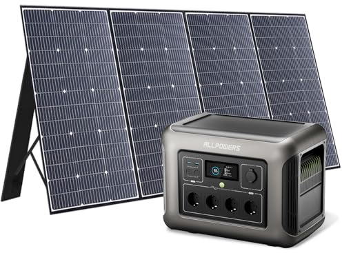 ALLPOWERS R1500 LITE Solargenerator mit 400W Solarpanel, 105Wh LiFePO4 Tragbare Powerstation, 1500W AC/100W USB-C Ausgang, 40 Mins Schnellladung Generatoren für Outdoor, Off-Grid, RV, Notfall