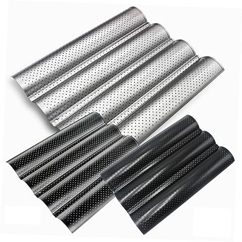 GALPADA Moule à Baguette Perforé Antiadhésif pour Cuisson de Français Compartiments pour Baguettes Plateau de Cuisson Au Chaleur Facile à Nettoyer Compatible Four Couleur Aléatoire