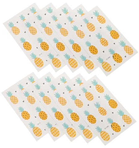 Yardwe 30 Stück Umweltfreundliche Wasserdichte Cartoon Ananas Body Stickers für Bunte Temporäre Tattoos Einfach Anzubringen Entfernen Langlebig für Mehrere Tage