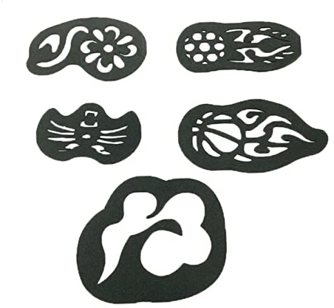PAMINGONO Klebewerkzeuge Haar Tattoo Satz mit 25 Schwarzen Haarschablonen aus Kunststoff Hautfreundlich und Semi Permanent für Partyaktivitäten und Kreative Frisuren