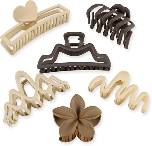 Lyrovo 6 Stück matte Haarklammern für Frauen - Starker Halt Rutschfest Große Kupplung für dickes Haar Ästhetische Koreanische Stil Klaue Clips für Mädchen Trendy Big Hair Clips & Zubehör
