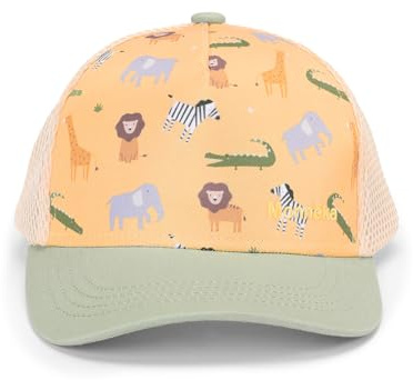 Monnëka Cappellino Bambini Leggero e Traspirante con Visiera | Protezione Sole Estate per Bebè e Bambini, Regolabile con Velcro | Ideale per Spiaggia, Piscina e Aria Aperta | Wild Animals 4 à 8 Ans