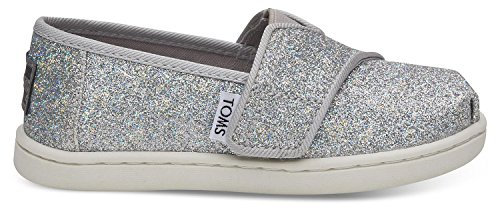 TOMS Tiny Glitter Alpargata, Mocassino Bambine e ragazze, SILVER, 22 EU