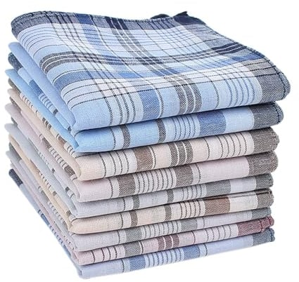 HOULIFE Herren Stoff Taschentücher 100% Baumwolle Weich Handkerchief mit Karo-Muster