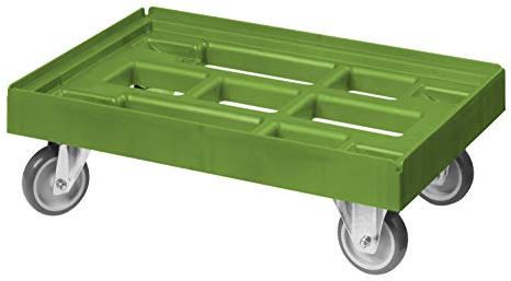Transportroller für Kisten 60 x 40 cm mit 2 Bock- und 2 Lenkrollen in Grün