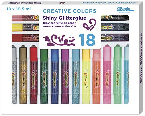 Panduro Glitter Glue Klebestifte mit Glitzer 18 St. x 10,5 ml in Tube - Bastelbedarf für Erwachsene und Kinder