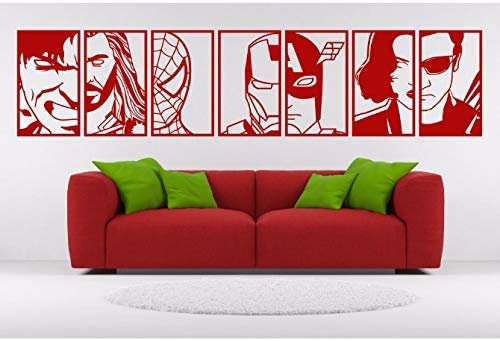 Avengers Wandaufkleber Superheld Wandtattoo Iron Man Aufkleber Thor Vinyl Spiderman Aufkleber Hulk Transfer Kinderzimmer Geschenk24 * 114