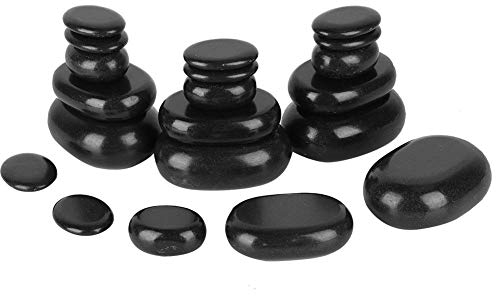 Set de 20 Piedras Naturales de Masaje de Lava y Basalto para Terapia - Negro