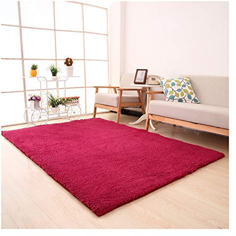 XiinxiGo Tappeto Shaggy a Pelo Alto Tappeti A Pelo Lungo Salotto per Sala da Pranzo, Camera da Letto,Vino Rosso,80 * 120 CM