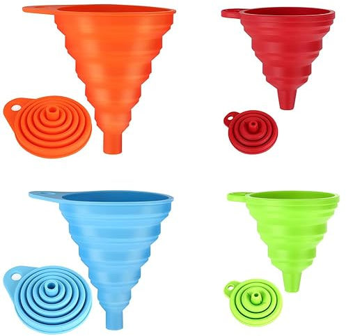 Siasky - Imbuto pieghevole in silicone per alimenti, per bottiglia d'acqua, liquido e polvere, confezione da 4