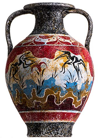 Antike Griechische Minoische Amphore Frühling Handgemachte Keramik Vase Groß