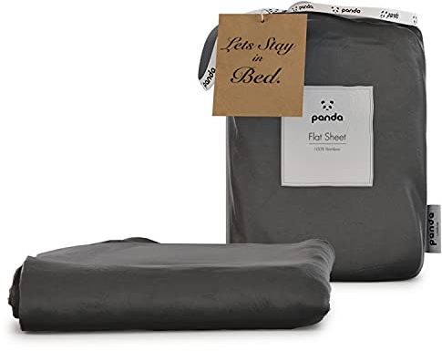 Panda® 100% Bamboo Organic UK Double Flat Sheet, Urban Grey | Soft & Breathable | Luxury High Thread Count Top Sheet | Antibacterial & Hypoallergenic | Moisture-Wicking | Easy Wash