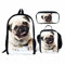 NETILGEN Niedlicher Mops Hundedruck Grundschulkinder Rucksack mit Lunchpaket Snack Federmäppchen 3 Stück Schulranzen für Jungen und Mädchen 5-16 Jahre Rucksack