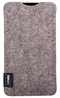 kontor28-Smartphone Hülle, Tasche passend für Apple iPhone 13 Pro Max, Slim-Fit Sleeve aus 100% Natur-Filz Oeko-TEX Standard 100. Handgefertigt Made in Bayern, hell-melert grau hellgrau