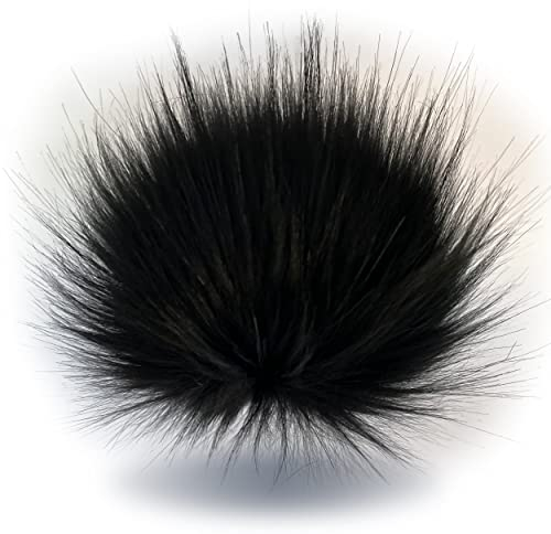 Wohnkult 10-12cm Kunstfell Bommel Pelzbommel Fellbommel Pompon Mützen Anhänger| 16 (Schwarz)
