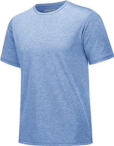 MAGCOMSEN Herren Funktionsshirt Kurzarm Sportshirt Sommer Trainingsshirt Outdoor Leicht Wandershirt Atmungsaktiv Jogging Shirts Hellblau 3XL