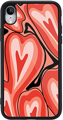 MAYCARI Aesthetic Case for iPhone X/Xs - Hard Back with Soft TPU Bumper, Heart-C Print