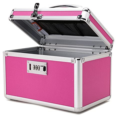 Medikamentenkoffer mit Kombination. 25.9x17.3x17.3cm, Geeignet für die Lagerung von Medikamenten und wichtigen persönlichen Gegenständen. Einschließlich kleiner tragbarer Pillendose (rosé/klein)