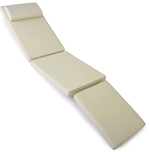 Nexos Trading DIVERO Liegenauflage B-Ware für Deckchair Steamer Sitzpolster für Gartenmöbel Holzliege Liegestuhl - Creme