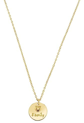 s.Oliver Kette mit Anhänger 925 Sterling Silber Damen Halsschmuck, 37+3 cm, Gold, Münze, Kommt in Schmuck Geschenk Box, 2034282