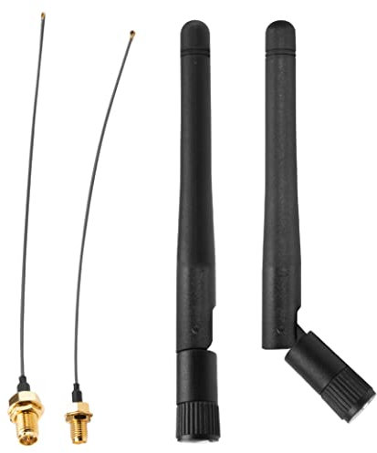 Akasa 2dBi Omni-Directional Tri-Band Wi-Fi Antenna + 22cm I-PEX MHF4L to RP-SMA Female Pigtail Cable, Designed for Wireless network devices, PC Desktop, IP camera, 2 Pcs, A-ATBN-02