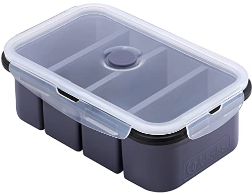 Webake Soup Cubes Container Freezer Tray Silicone with Lid 1 Cup 250 ml Extra Large Jumbo Ice Cube Tray for Soup, Broth, Sauce, Butter, Meal Prep, Food Storage