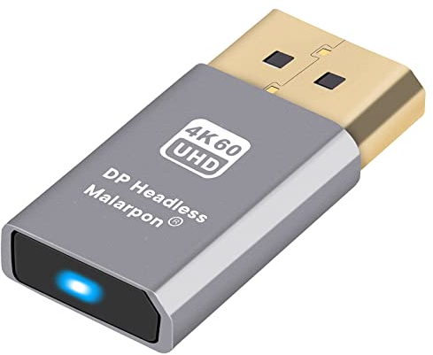 DispalyPort Headless Dummy Plug Display Emulator with Blue Light for PC 4K DP Ghost fit Headless 1080@120Hz- Real Versions 3840x2160@60Hz -1P