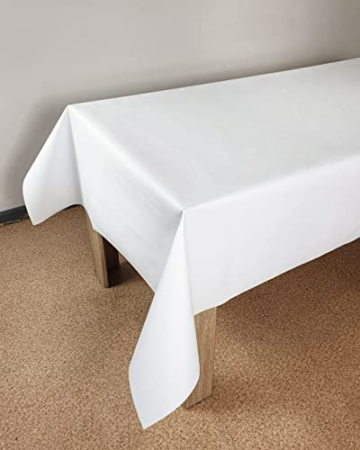 Wachstuchtischdecke 140x350 cm | Wachstischdecke mit wasserabweisender PVC-Beschichtung | Outdoor-Tischdecken für Garten und Küche | Tischdecke wetterfest und fleckabweisend | Weiß