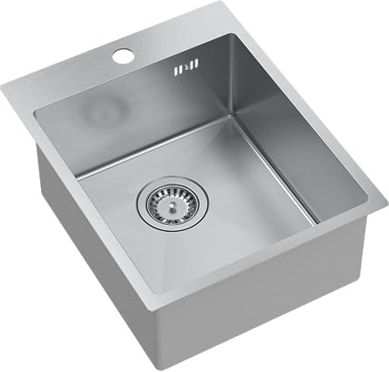 QUADRON Spülbecken Silber | Größe 40 x 50 cm | Edelstahlspüle Einzelbecken-Spüle RUSSEL 90 Einzelbecken Küchenspüle mit Stahlkammer Edelstahl Stahlspüle | mit Siphon und Schraubverschluss