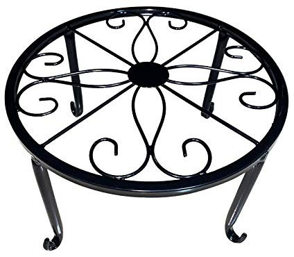 liaddkv Soporte de metal para macetas pesadas, juego de soportes para macetas, para interiores, patios, jardines y jardineras, grandes, redondas, color negro, talla única
