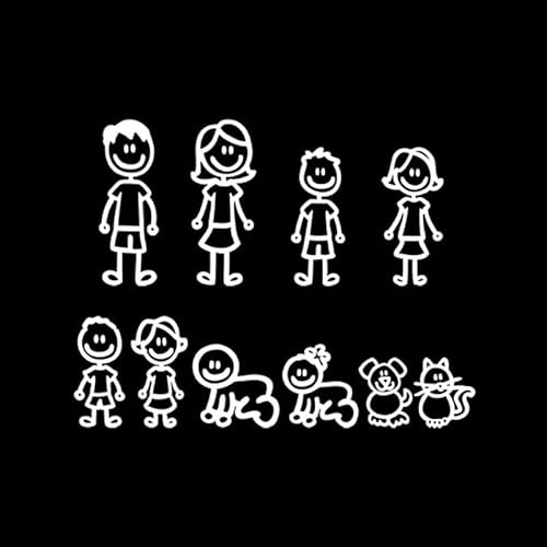 HEHEMM 10 x Family Pet Cat Dog Sticker für Autofenster