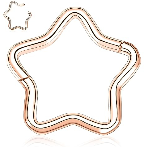 hengkaixuan Ohrringe aus Chirurgenstahl Septumschmuck 16G Septun Ringe Schwarz Septum Clicker Ring Star Nose Hoop Ring Rook Ohrringe Conch Piercing Schmuck Tragus Knorpel Helix Hoop Ohrring 10mm