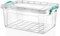 Best House | Small Plastic Storage Box with Clips & Lids | Size 2L (L:26cm W:16.8cm H:7cm)| Set of 1 | Flat Shape |Stackable Clear Multipurpose Home Office Kitchen Tools Crafts Bits N Pcs-2 Litres