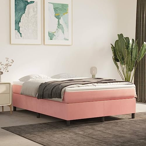 Coavain Boxspringbett Rosa 140x200 cm Samt Polsterbett Betten Schlafzimmer Bett Modernes Bettgestell für Erwachsene & Jugendliche Bettgestellrahmen