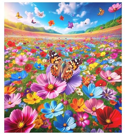 Geschirrspüler-Magnetabdeckung, bunte Blumen mit Schmetterling, magnetische Türabdeckung, Vinyl, dekorativer Aufkleber, Heimküchendekoration