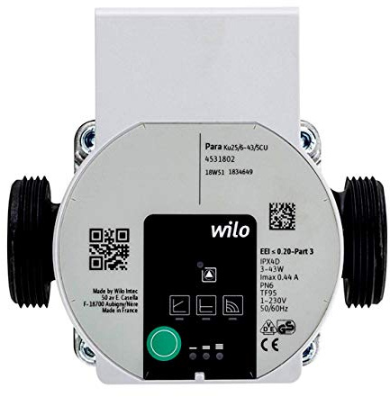 Wilo Yonons para 25/6-43/SCU Pompa per collettore acqua a pavimento riscaldamento pompa di ricambio e sistemi di riscaldamento centralizzato ad alta efficienza A nominale Kudos-Trading UK Next