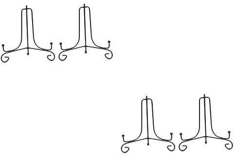 OUNONA 4pcs Wrought Iron Plate Stand Dish Rack Wall Mounted Dish Holder Decorative Display Rack