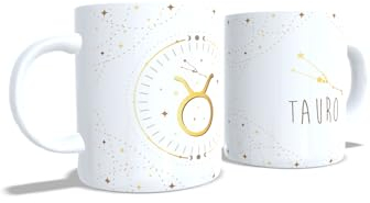 Tazas Owena signo del Zodiaco magia horóscopo varios modelos. Aries, Tauro, Géminis, Cáncer, Leo, Virgo, Libra, Escorpio, Sagitario, Capricornio, Acuario y Piscis. (Tauro)