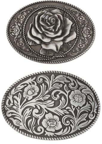 WEBEEDY 2 Stile Ovale Blumen-Gürtelschnallen Für Damen Und Herren Rosenblumen-Blumen-Western-Ledergürtel Vintage-Mittelalterlicher Schnallengürtel Geeignet Für Tägliche Kleidung