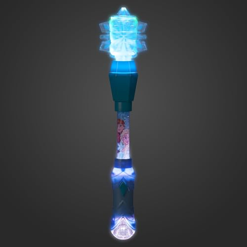 Disney Store Baguette officielle La Reine des Neiges avec flocons de neige et motifs colorés, baguette lumineuse La Reine des Neiges avec Elsa et Anna Art – Baguette lumineuse magique pour enfants